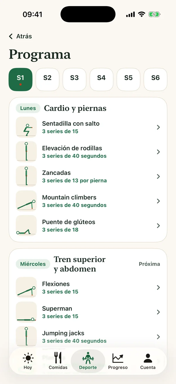 Pantalla Programa de la aplicación Kalmiam